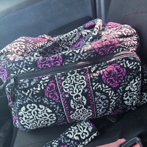 Vera Bradley Black, Pink & Gray Quilted Travel Duffel